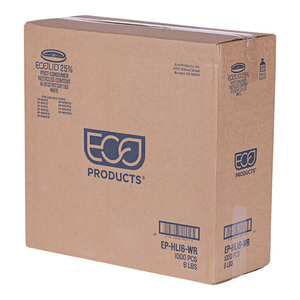 EcoLid 25% Recycled Content Hot Cup Lid, Fits 10 oz to 20 oz Hot Cups, Plastic, White, 100/Pack, 10 Packs/Carton