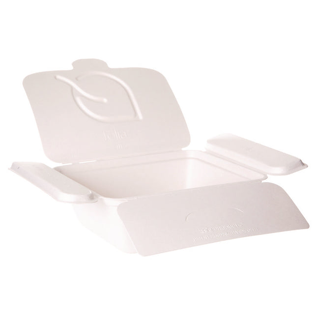 Vanguard Folia Renewable and Compostable Take-Out Container, 3 Compartments, 35 oz, 5.8 x 6.9 x 2.5, White, Sugarcane, 300/CT
