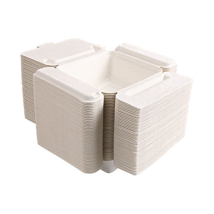 Vanguard Folia Renewable and Compostable Take-Out Container, 3 Compartments, 22 oz, 5.39 x 5.94 x 2, White, Sugarcane, 300/CT
