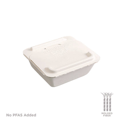 Vanguard Folia Renewable and Compostable Take-Out Container, 3 Compartments, 22 oz, 5.39 x 5.94 x 2, White, Sugarcane, 300/CT