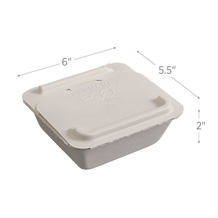 Vanguard Folia Renewable and Compostable Take-Out Container, 3 Compartments, 22 oz, 5.39 x 5.94 x 2, White, Sugarcane, 300/CT