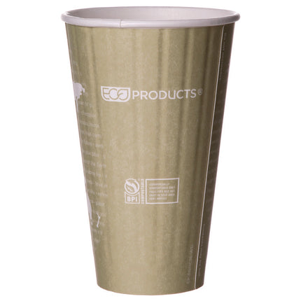 World Art Renewable and Compostable Insulated Hot Cups, 16 oz, Paper, Brown/White, 40/Pack, 15 Packs/Carton