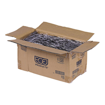100% Recycled Content Cutlery, Knife, Plastic, Black, 50/Pack, 20 Packs/Carton