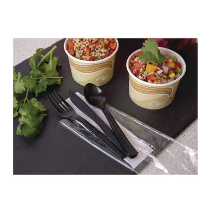 100% Recycled Content Cutlery, Fork, Plastic, Black, 50/Pack, 20 Packs/Carton