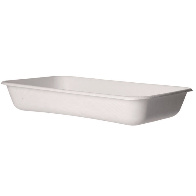 Vanguard Worldview Renewable and Compostable Sugarcane Take-Out Containers, 10.47 x 10.47 x 1.76, White, 200/Carton
