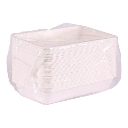 Vanguard Worldview Renewable and Compostable Sugarcane Take-Out Containers, 10.47 x 10.47 x 1.76, White, 200/Carton