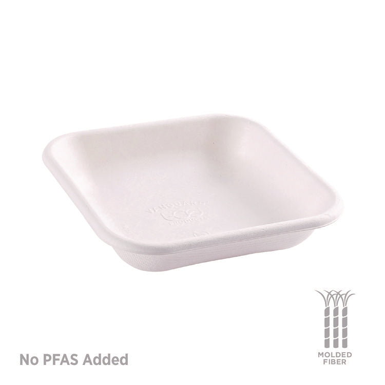 Vanguard Worldview Renewable and Compostable Sugarcane Takeout Containers, 9.9 oz, 5 x 5 x 1, White, 800/Carton