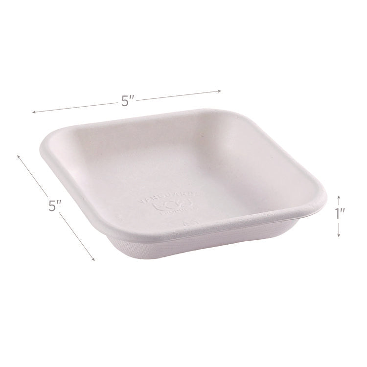 Vanguard Worldview Renewable and Compostable Sugarcane Takeout Containers, 9.9 oz, 5 x 5 x 1, White, 800/Carton