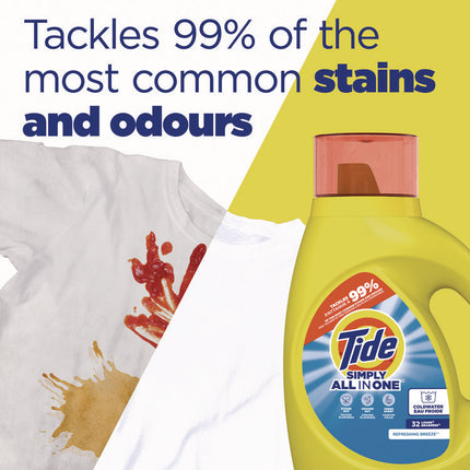 Simply Clean and Fresh Laundry Detergent, HE Compatible, Refreshing Breeze, 64 Loads, 84 oz Bottle, 4/Carton