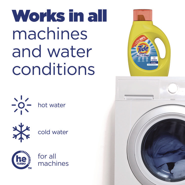 Simply Clean and Fresh Laundry Detergent, HE Compatible, Refreshing Breeze, 64 Loads, 84 oz Bottle, 4/Carton