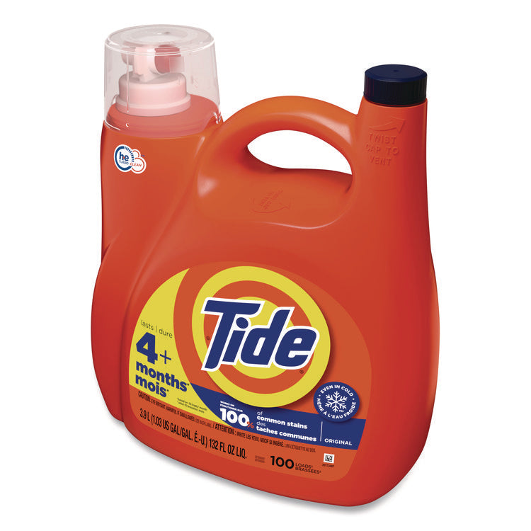 HE Liquid Laundry Detergent, Original Scent, 132 oz Pour Bottle, 4/Carton
