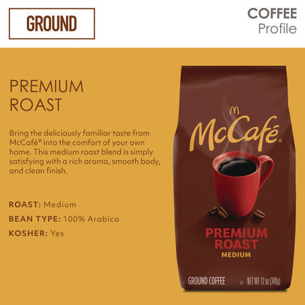 Ground Coffee, Premium Roast, 12 oz Bag