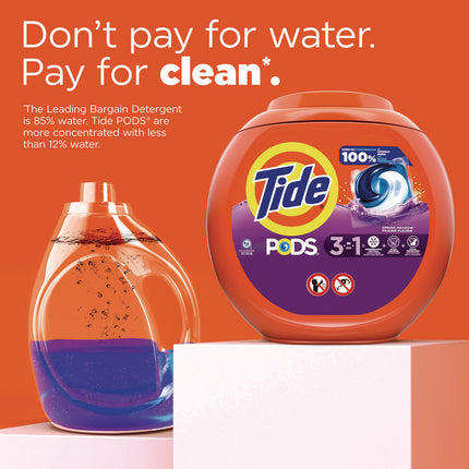 PODS Laundry Detergent, HE Compatible, Spring Meadow, 66 oz Tub, 76 Pacs/Tub