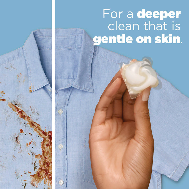 PODS Laundry Detergent, Free and Gentle, HE Compatible, 63 oz Tub, 76 Pacs/Tub, 4 Tubs/Carton