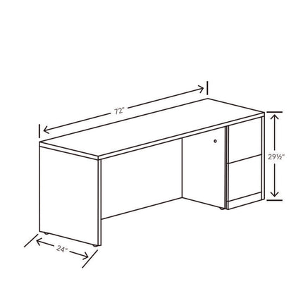 10500 Series Full-Height Right Pedestal Credenza, 72w X 24d X 29.5h, Mahogany
