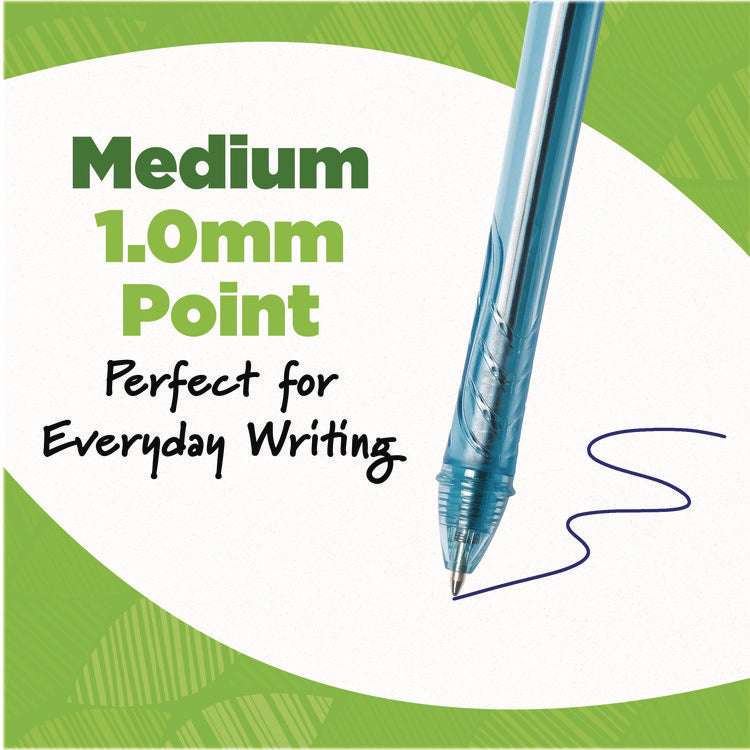 Ecolutions Gel Pen, Retractable, Medium 1 mm, Assorted Ink Colors, Blue Barrel, 12/Pack