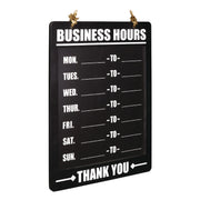 Business Hours Indoor/Outdoor Hanging Chalkboard, 10 x 0.38 x 20.75, Black/White