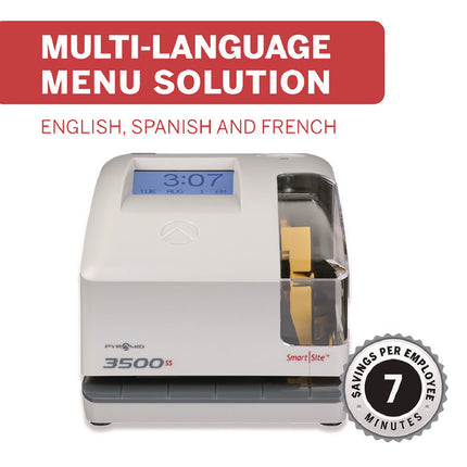 3500 Smart Site Punch Card Time Clock System, DC Powered Operation, Light Gray