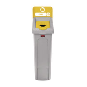 Slim Jim Recycling Station Kit, 1-Stream Bottles and Cans, 23 gal, Plastic, Yellow/Gray