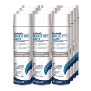 Stainless Steel Cleaner and Polish, Water-in-Oil Based, Lemon Scent, 18 oz Aerosol Spray, 12/Carton