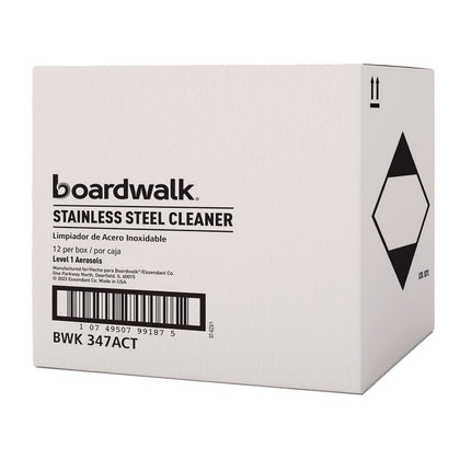 Stainless Steel Cleaner and Polish, Water-in-Oil Based, Lemon Scent, 18 oz Aerosol Spray, 12/Carton