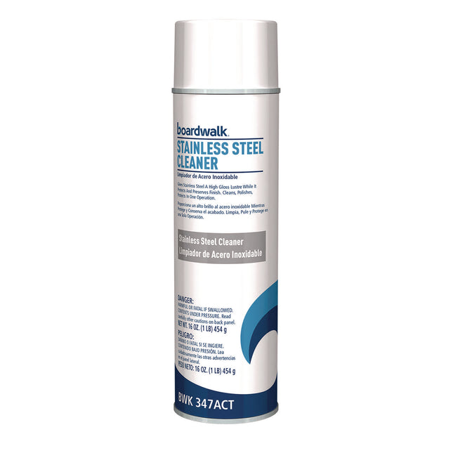 Stainless Steel Cleaner and Polish, Water-in-Oil Based, Lemon Scent, 16 oz Aerosol Spray
