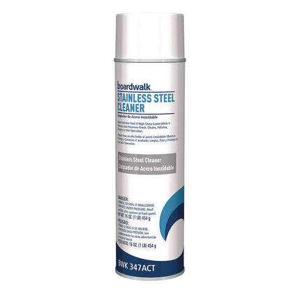 Stainless Steel Cleaner and Polish, Water-in-Oil Based, Lemon Scent, 18 oz Aerosol Spray, 12/Carton
