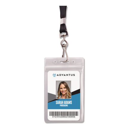 ID Badge Holder, Clear, Vertical Orientation, 2.38 x 3.5 Insert, 50/Pack