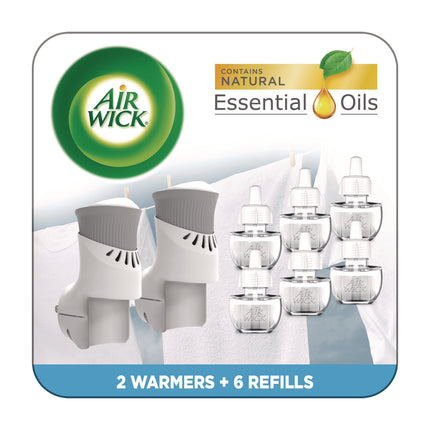 Plug-in Scented Oil Starter Kit, Fresh Linen, 0.67 oz, 8/Pack