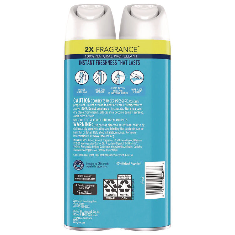 Air Freshener, Aqua Waves Scent, 8.3 oz Aerosol Spray, 2/Pack