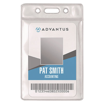 ID Badge Holder, Clear, Vertical Orientation, 2.38 x 3.5 Insert, 50/Pack