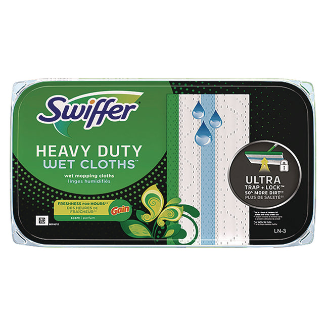 Heavy-Duty Wet Refill Cloths, 8 x 10, Gain Original Scent, White, 10 Cloths/Tub