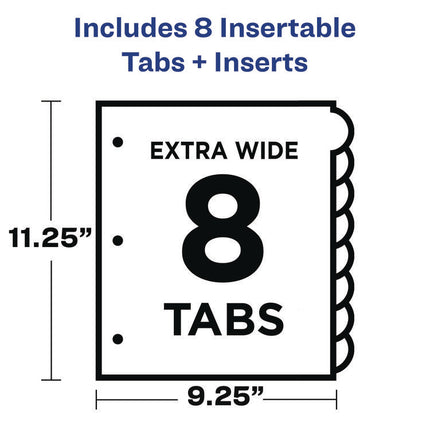 Insertable Style Edge Tab Plastic 1-Pocket Dividers, 8-Tab, 11.25 X 9.25, Translucent, 1 Set