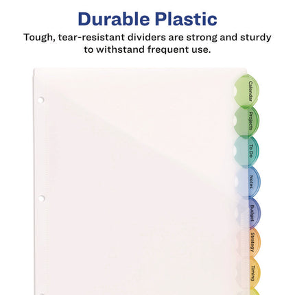 Insertable Style Edge Tab Plastic 1-Pocket Dividers, 8-Tab, 11.25 X 9.25, Translucent, 1 Set