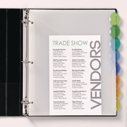 Insertable Style Edge Tab Plastic 1-Pocket Dividers, 8-Tab, 11.25 X 9.25, Translucent, 1 Set