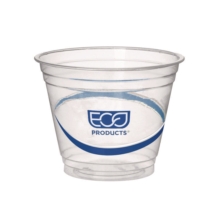 BlueStripe 25% Recycled Content Cold Cups, 9 oz, Plastic, Clear/Blue, 50/Pack, 20 Packs/Carton
