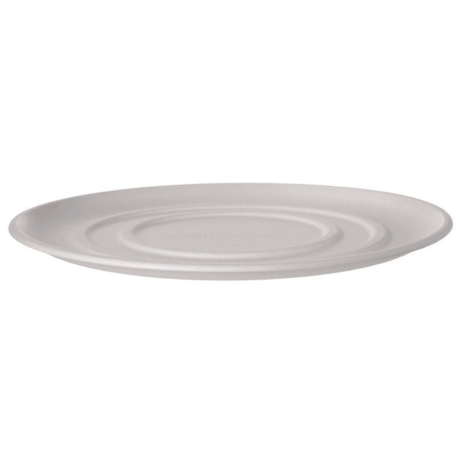 WorldView Molded Fiber Pizza Trays, 14 x 14 x 0.2, White, Sugarcane, 50/Carton