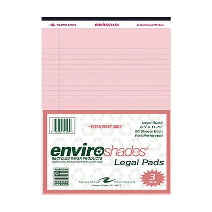 Enviroshades Legal Notepads, 50 Pink 8.5 x 11 Sheets, 3/Pack