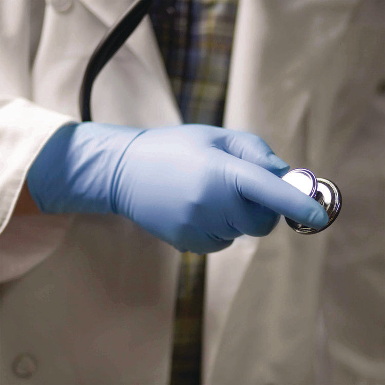 Blue Nitrile Exam Gloves, Powder-Free, Medium, Blue, 8 mil, 50/Box, 10 Boxes/Carton