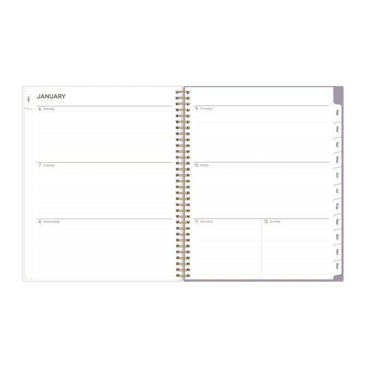 Tula Weekly/Monthly Planner, Floral Artwork, 11" x 8.5", Purple/Pink/White Cover, 12-Month (Jan to Dec): 2025