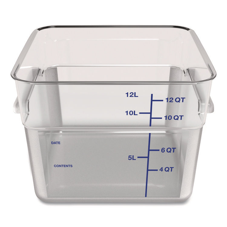 Squares Polycarbonate Food Storage Container, 12 qt, 11.13 x 11.13 x 8.25, Clear, Plastic