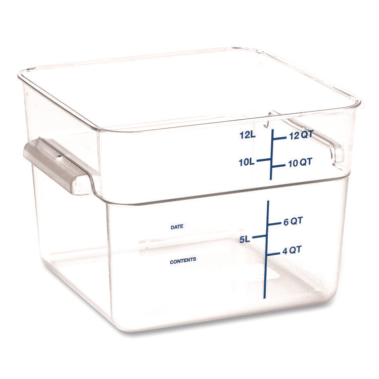 Squares Polycarbonate Food Storage Container, 12 qt, 11.13 x 11.13 x 8.25, Clear, Plastic