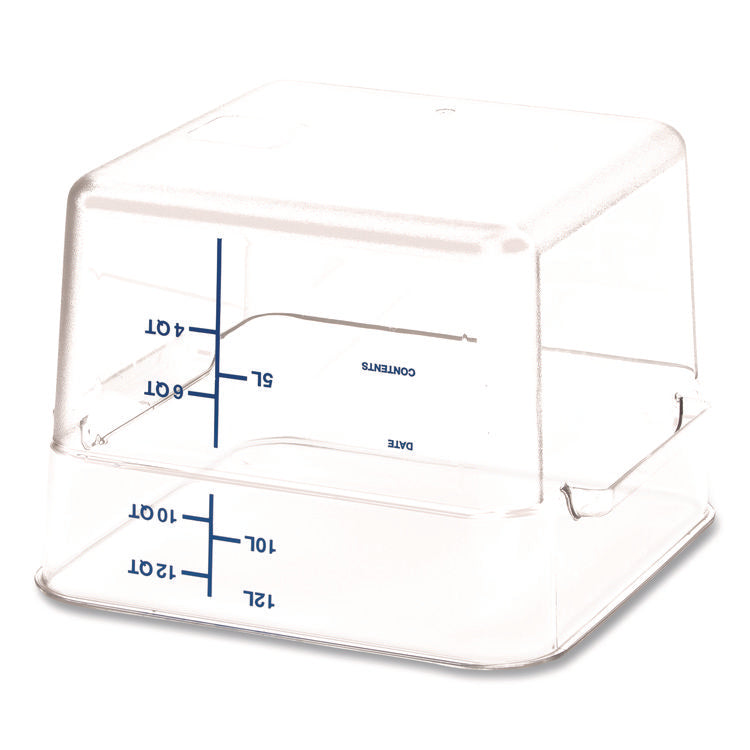 Squares Polycarbonate Food Storage Container, 12 qt, 11.13 x 11.13 x 8.25, Clear, Plastic