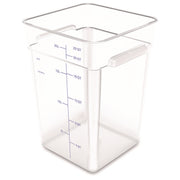Squares Polycarbonate Food Storage Container, 22 qt, 11 13 x 11.13 x 15.72, Clear, Plastic