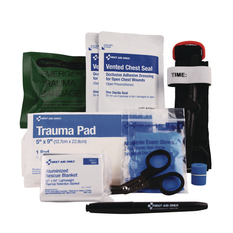 Right Response Bleeding Control Kit for Limb and Chest Wounds, 16 Pieces, Fabric Pouch