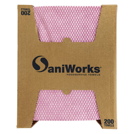Choice Counter Foodservice Wiper, 1-Ply, 12 x 21, Pink/White, 200/Carton