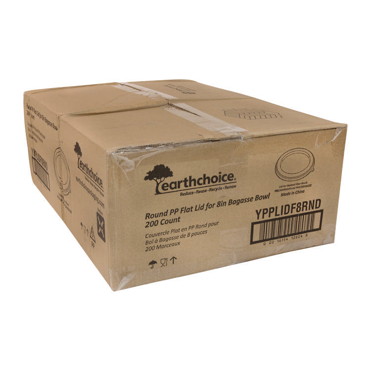 EarthChoice PP Lid for Fiber Blend Bowl, 8" Diameter, Clear, Plastic, 200/Carton