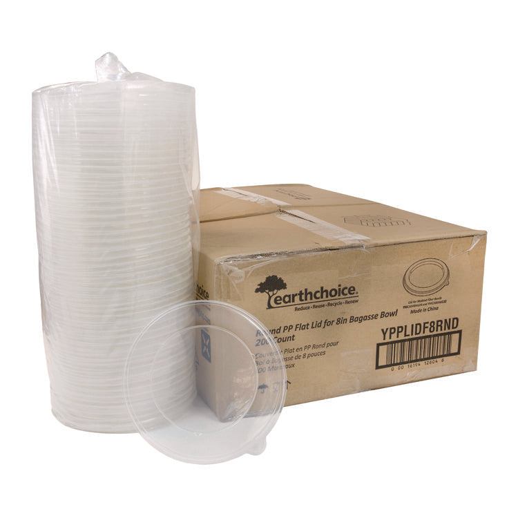 EarthChoice PP Lid for Fiber Blend Bowl, 8" Diameter, Clear, Plastic, 200/Carton