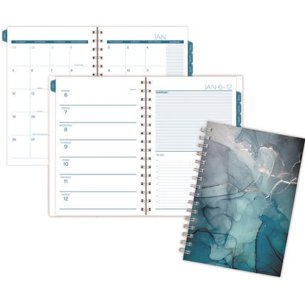 Glacier Weekly/Monthly Planner, Glacier Artwork, 8.5" x 6.38", Blue/Gray/Silver Cover, 12-Month (Jan to Dec): 2025