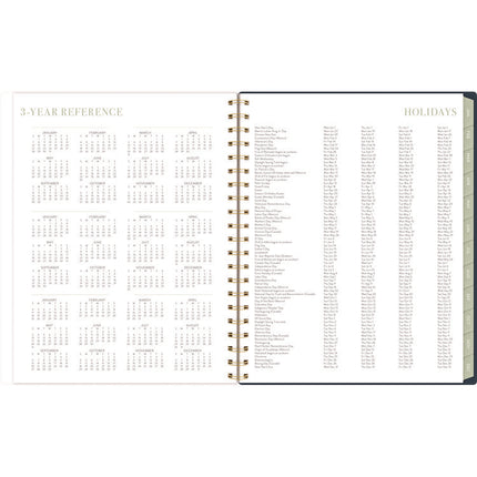 Leah Bisch Weekly/Monthly Floral Planner, Floral Artwork, 11" x 9.25", Blue/White/Gold Cover, 12-Month (Jan to Dec): 2025